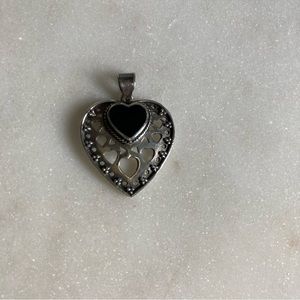 BOMA Sterling Silver And Onyx Heart Pendant